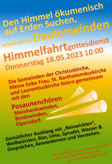 Einladung zum Himmelfahrt Gottesdienst